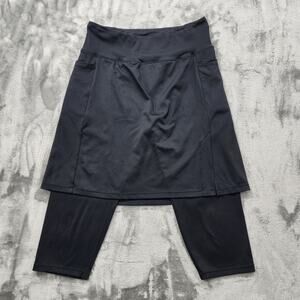 ANIVIVO Leggings Womens M Black Skirted Skort Capri Yoga Tennis Golf Cycling
